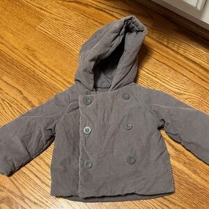 GAP Kids Double-Breasted Hooded Pea Coat - Gray